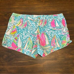 Lilly Pulitzer Shorts You Gotta Regatta Resort Beach Sail Boats Nautical Size 12